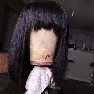 Lace closure wig with Bangs. Real human hair